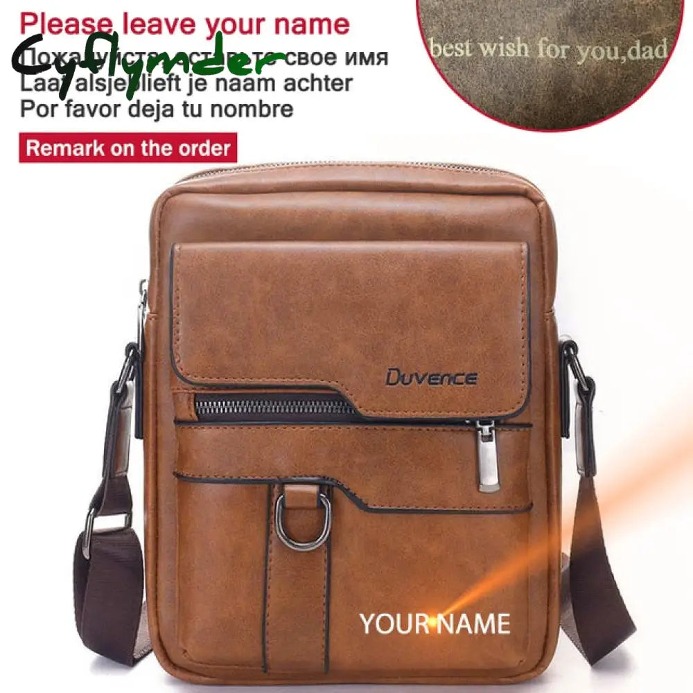 Fashion Men Shoulder Bag For 10.5’’ Ipad Pu Leather Flaps Men’s Crossbody Bags Business Brown