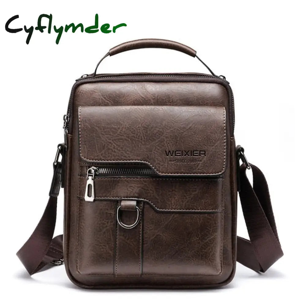 Fashion Men Shoulder Bag For 10.5’’ Ipad Pu Leather Flaps Men’s Crossbody Bags Business Brown