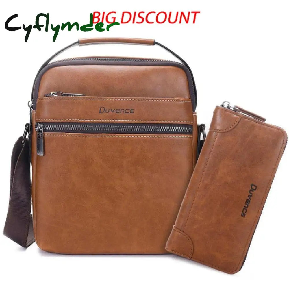 Fashion Men Shoulder Bag For 10.5’’ Ipad Pu Leather Flaps Men’s Crossbody Bags Business Brown