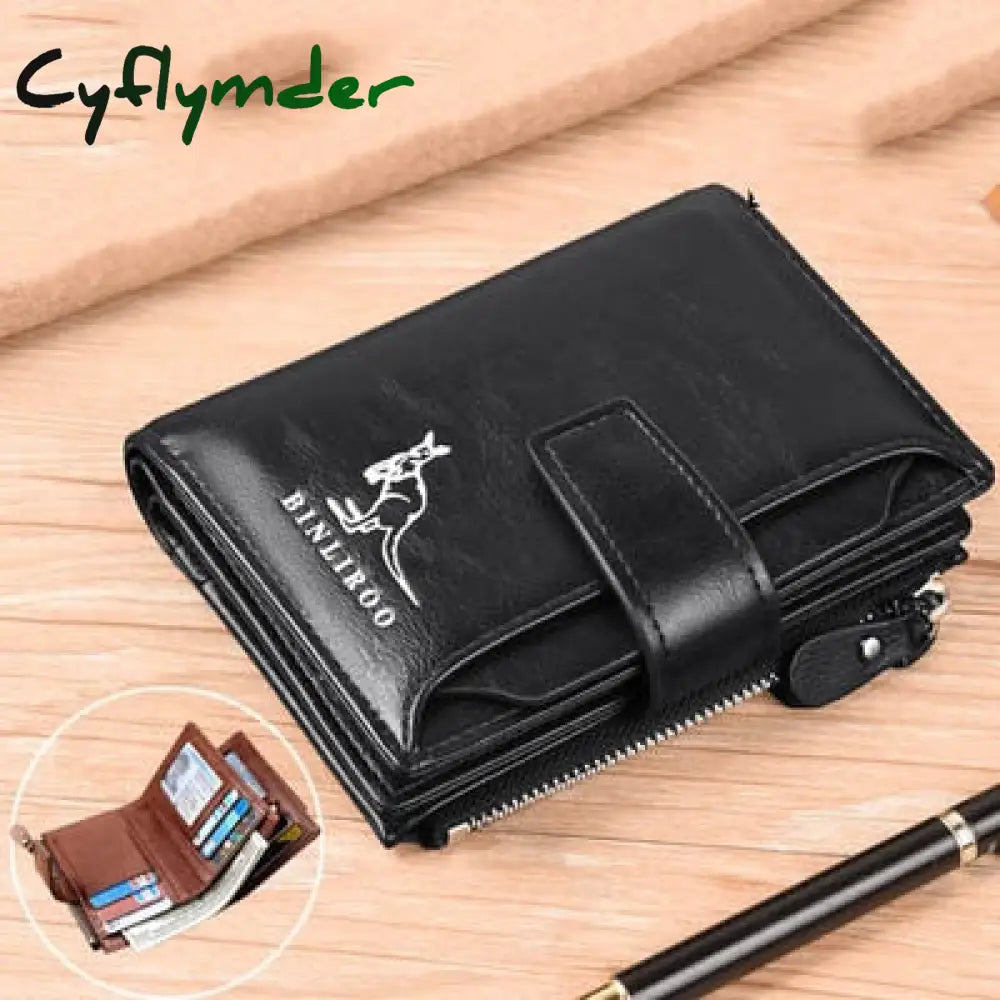 Fashion Men’s Coin Purse Wallet Rfid Blocking Genuine Leather Zipper Business Card Holder Id