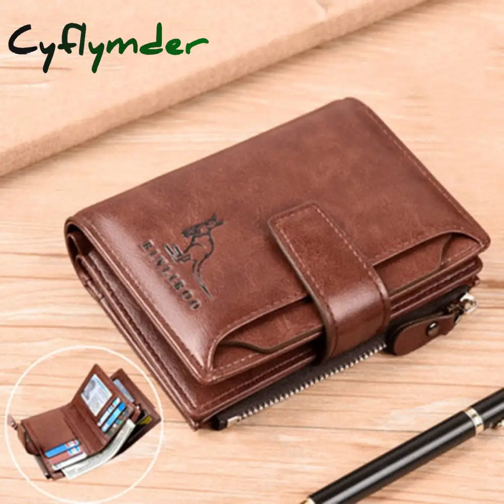 Fashion Men’s Coin Purse Wallet Rfid Blocking Genuine Leather Zipper Business Card Holder Id