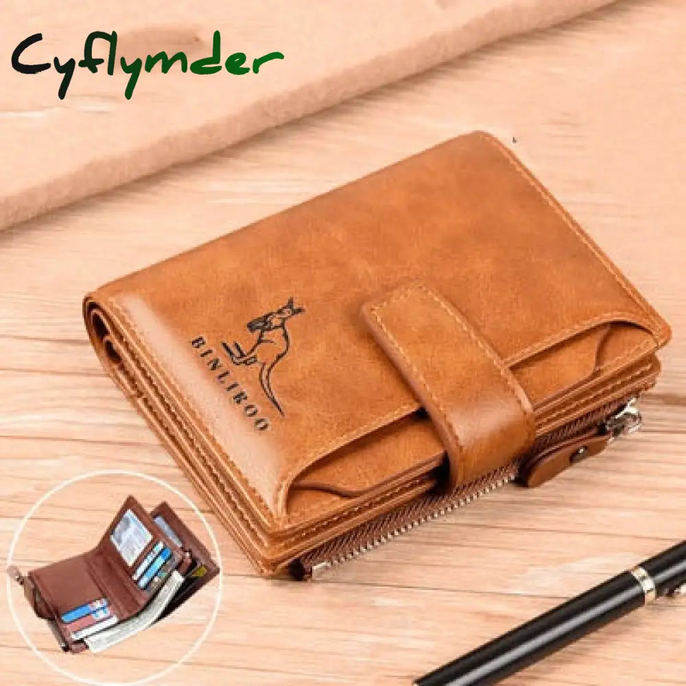 Fashion Men’s Coin Purse Wallet Rfid Blocking Genuine Leather Zipper Business Card Holder Id