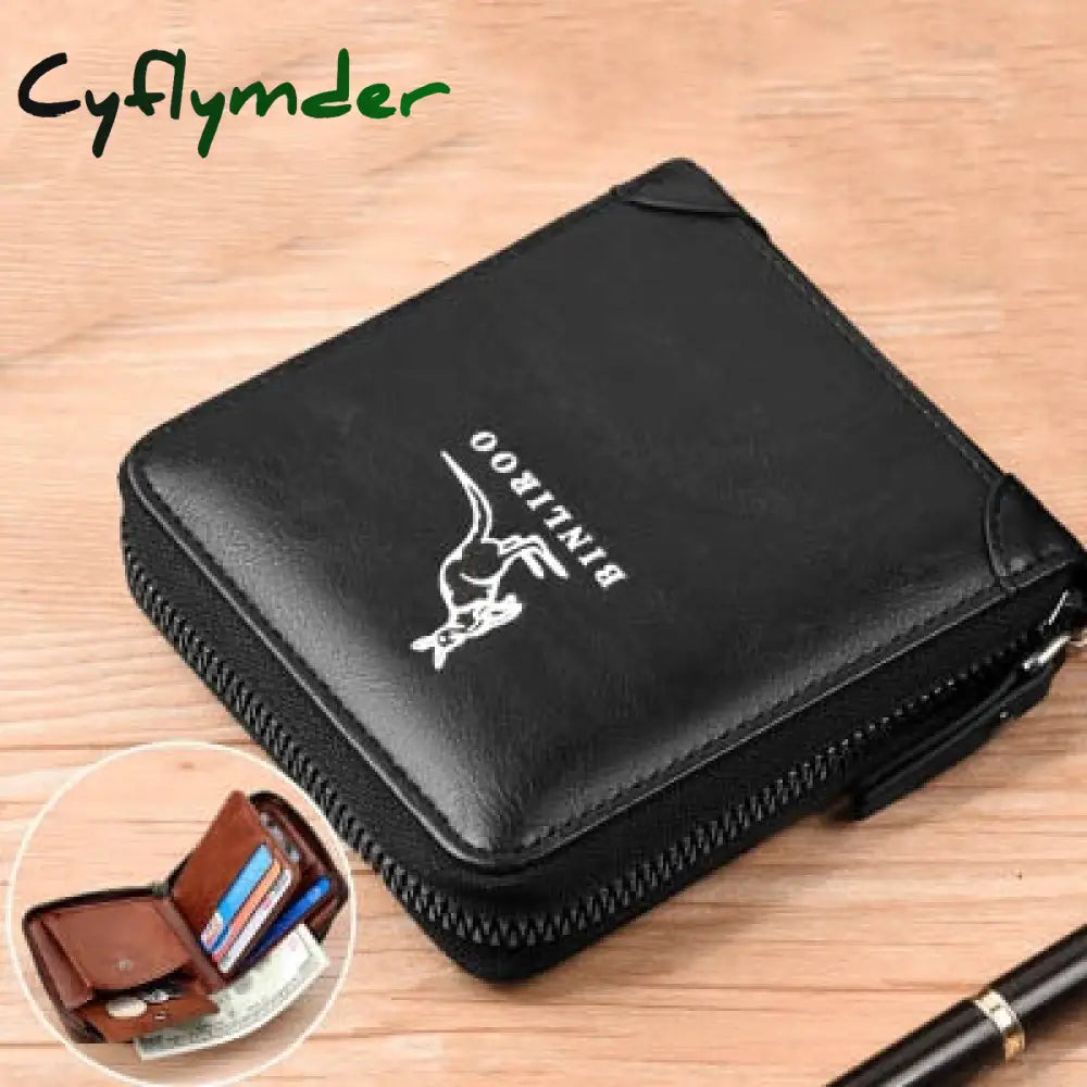 Fashion Men’s Coin Purse Wallet Rfid Blocking Genuine Leather Zipper Business Card Holder Id