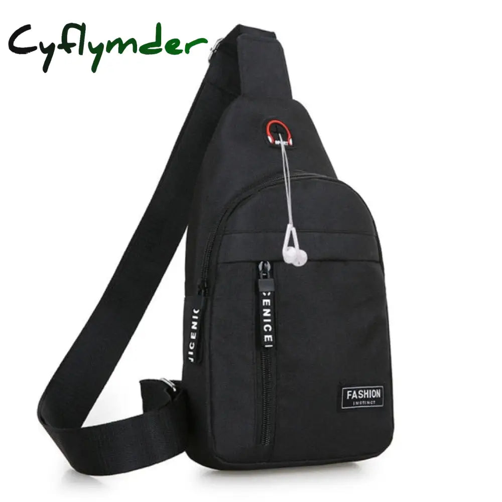 Fashion Men’s Shoulder Bag Sling Chest Pack Canvas Usb Charging Sports Crossbody Handbag For Men