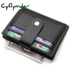 Fashion Mini Wallet Men Leather Pu Card Holder Thick Zipper Hasp Purse Business Bank Credit Bag