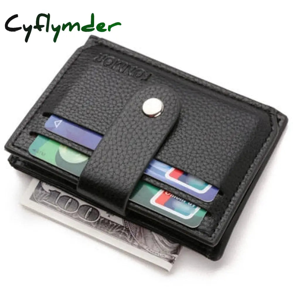 Fashion Mini Wallet Men Leather Pu Card Holder Thick Zipper Hasp Purse Business Bank Credit Bag