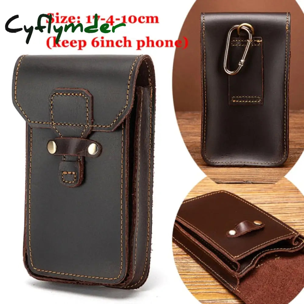 Fashion Quality Leather Small Summer Pouch Hook Design Waist Pack Bag Cigarette Case 6’’ Phone