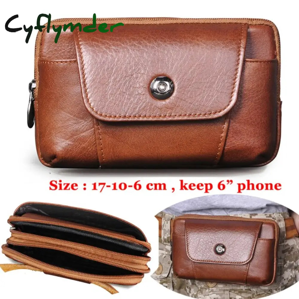 Fashion Quality Leather Small Summer Pouch Hook Design Waist Pack Bag Cigarette Case 6’’ Phone