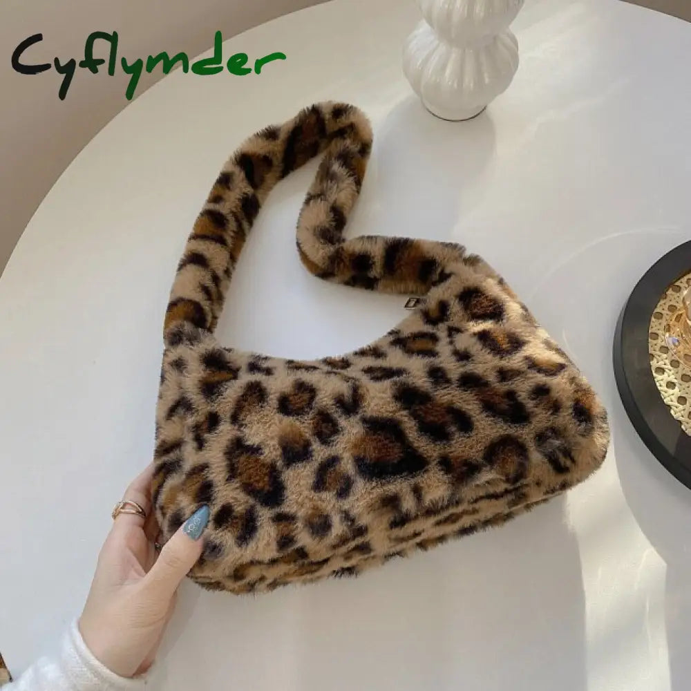 Fashion Solid Color Shoulder Underarm Bag Women Plush Soft Autumn Winter Fluffy Female Totes