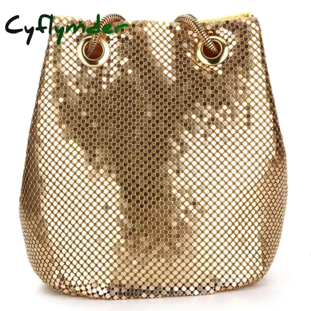 Fashion Women Bucket Shoulder Bag With Sequin Crossbody Evening Christmas Party Sliver Gold Purse