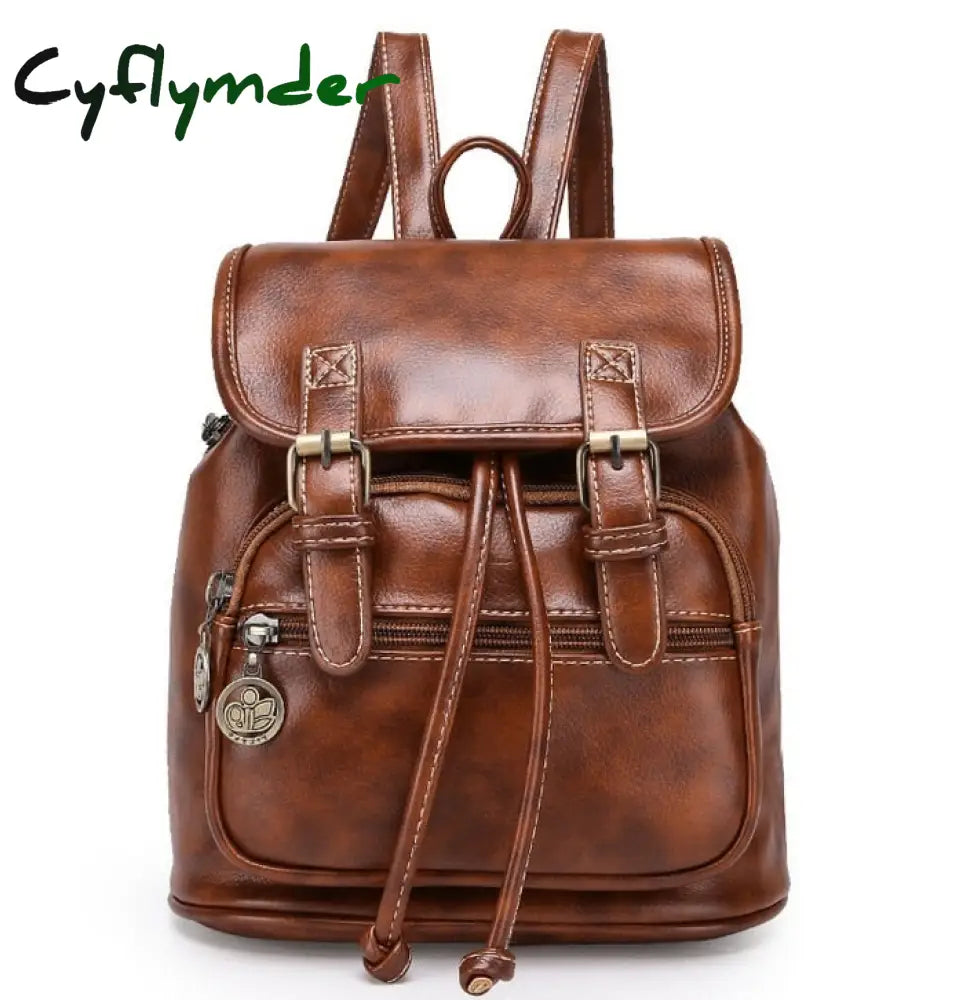 Fashion Women Fashion Designer Brand Backpacks Vintage Pu Shoulder Bag Retro Small Lady Schoolbag