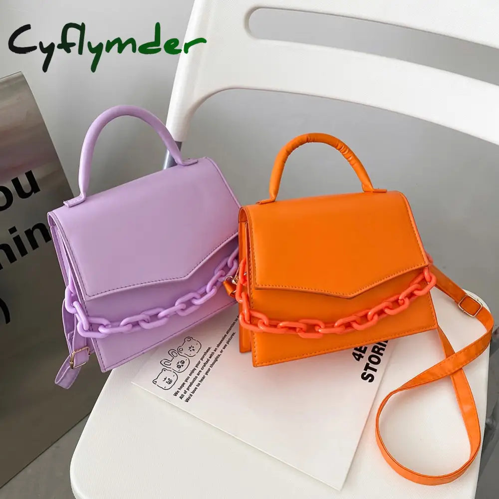 Fashion Women Pu Leather Pure Color Shoulder Crossbody Messenger Bags Casual Ladies Thick Chain