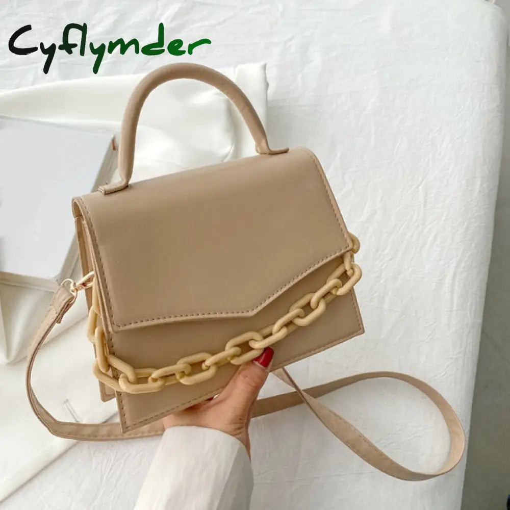 Fashion Women Pu Leather Pure Color Shoulder Crossbody Messenger Bags Casual Ladies Thick Chain