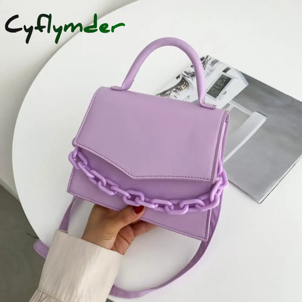 Fashion Women Pu Leather Pure Color Shoulder Crossbody Messenger Bags Casual Ladies Thick Chain