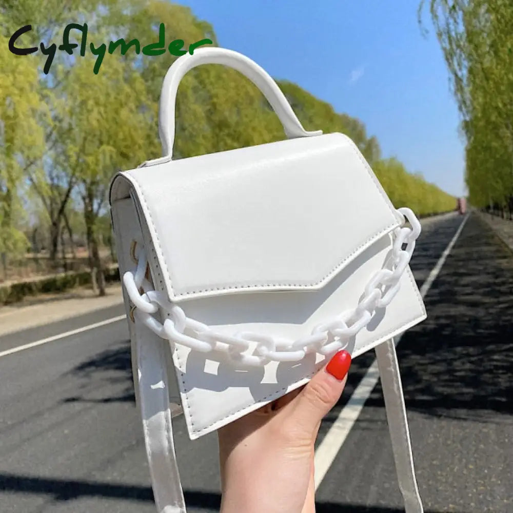 Fashion Women Pu Leather Pure Color Shoulder Crossbody Messenger Bags Casual Ladies Thick Chain