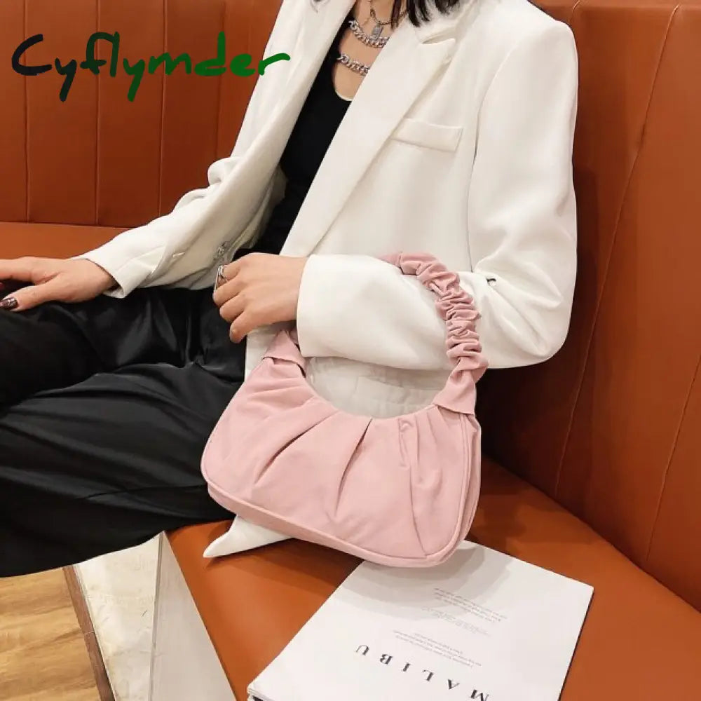 Fashion Women Shoulder Bag Pleated Pu Leather Handbag Female Daily Autumn Casual Street Travel