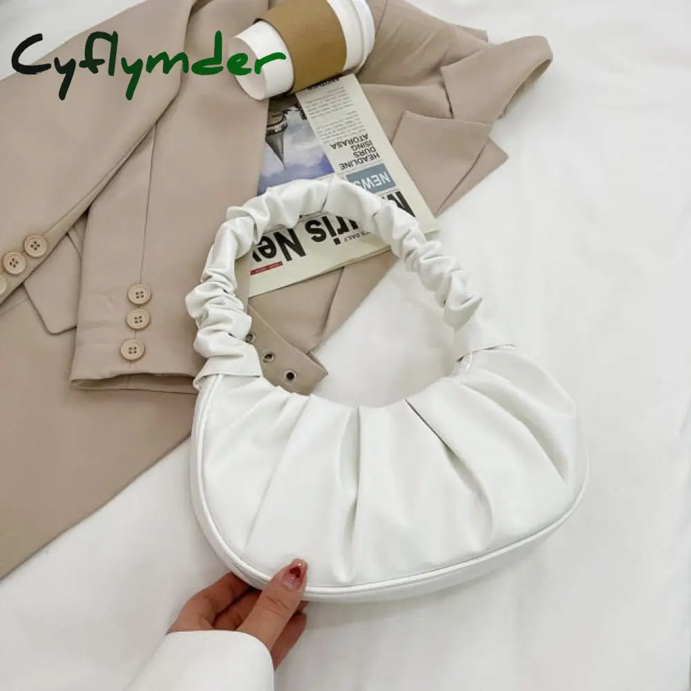 Fashion Women Shoulder Bag Pleated Pu Leather Handbag Female Daily Autumn Casual Street Travel