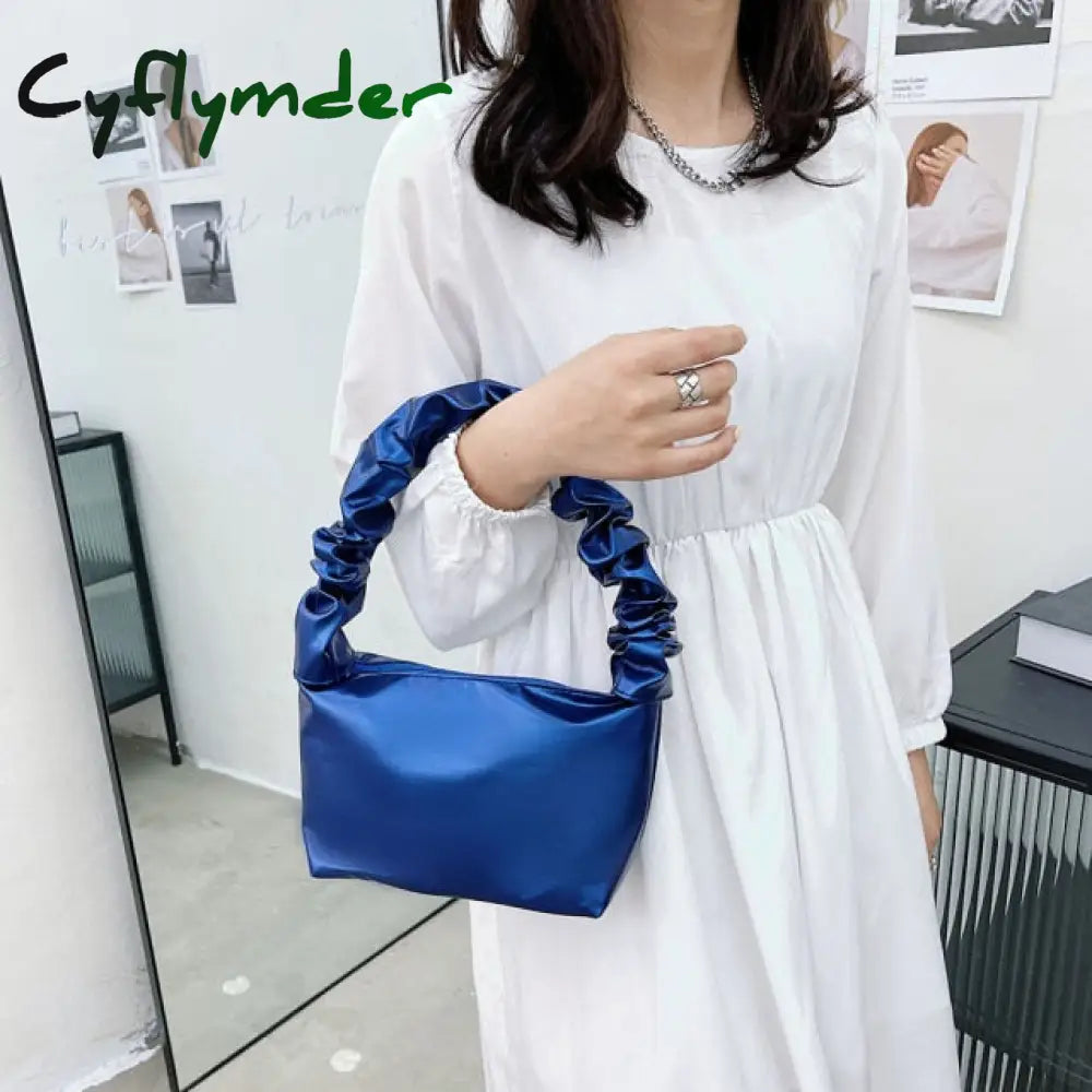 Fashion Women Shoulder Bag Pleated Pu Leather Handbag Female Daily Autumn Casual Street Travel