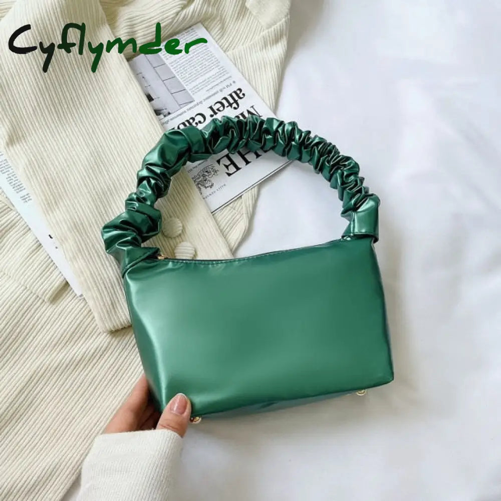 Fashion Women Shoulder Bag Pleated Pu Leather Handbag Female Daily Autumn Casual Street Travel