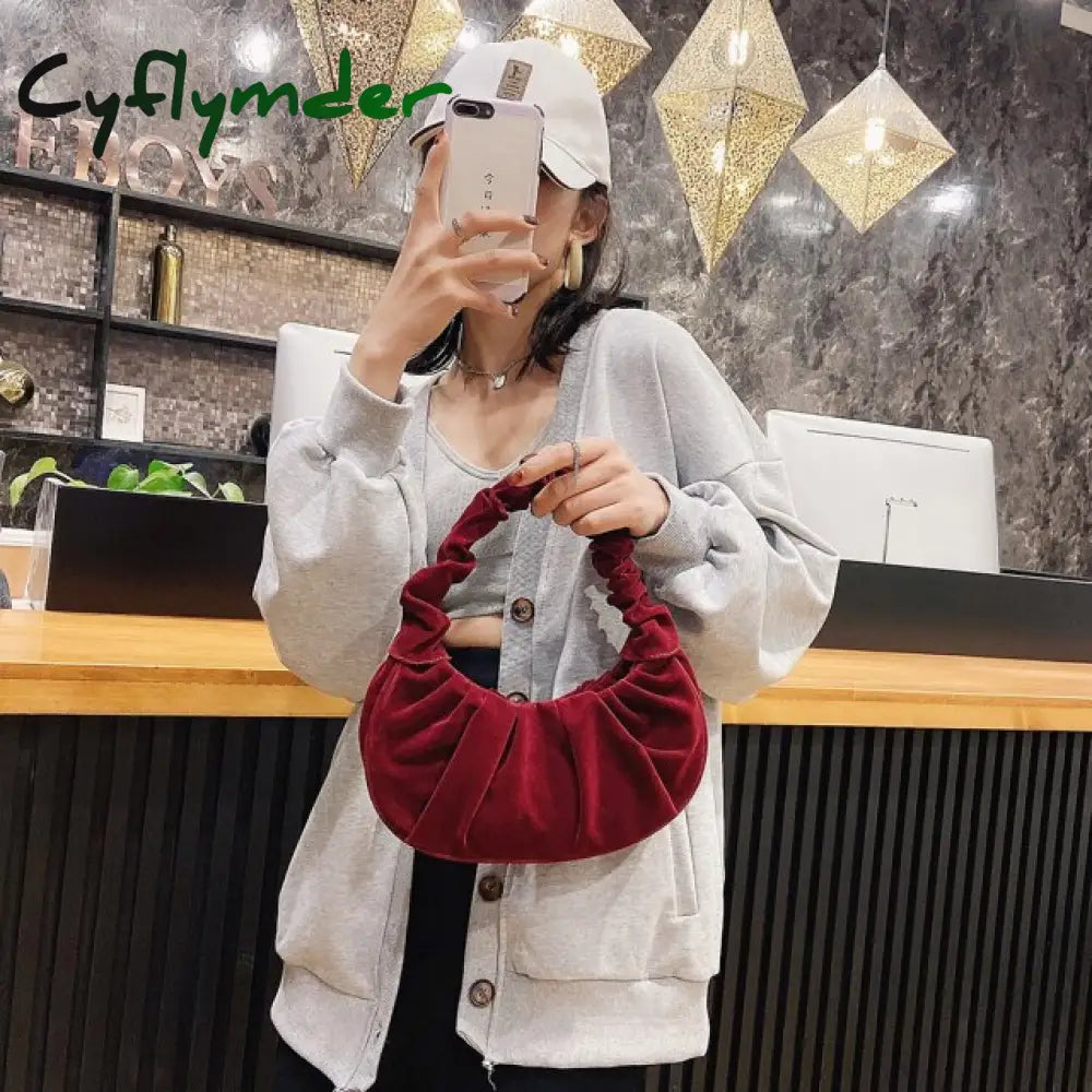 Fashion Women Shoulder Bag Pleated Pu Leather Handbag Female Daily Autumn Casual Street Travel