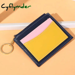 Fashionable Pu Leather Women’s Wallet Multi-Card Position Zipper Card Bag Keychain Small Lady