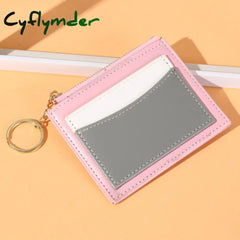 Fashionable Pu Leather Women’s Wallet Multi-Card Position Zipper Card Bag Keychain Small Lady