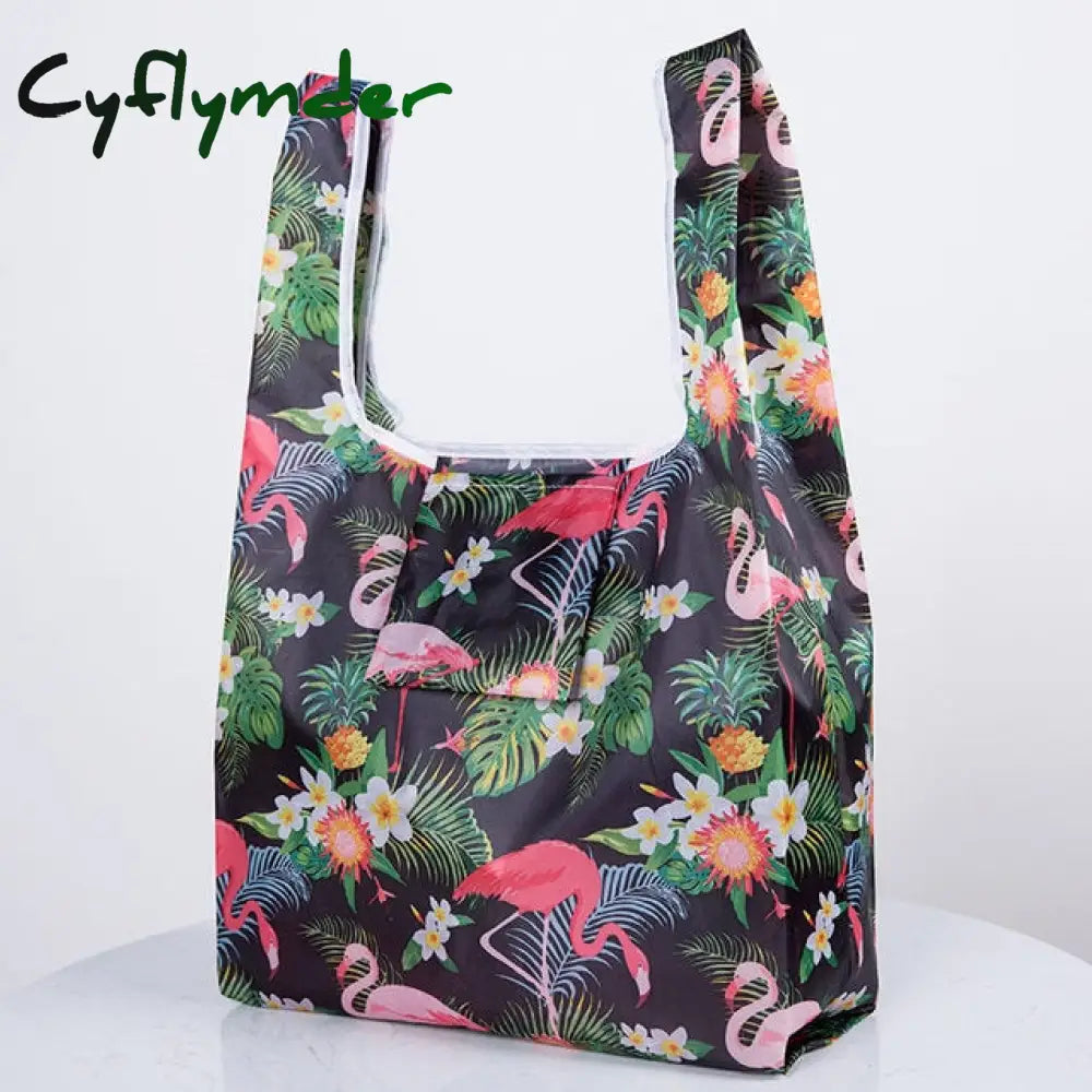 Flamingo Bag Many Colors Polyester Foldable Recycle Shopping Bag Eco Reusable Tote Cartoon Floral