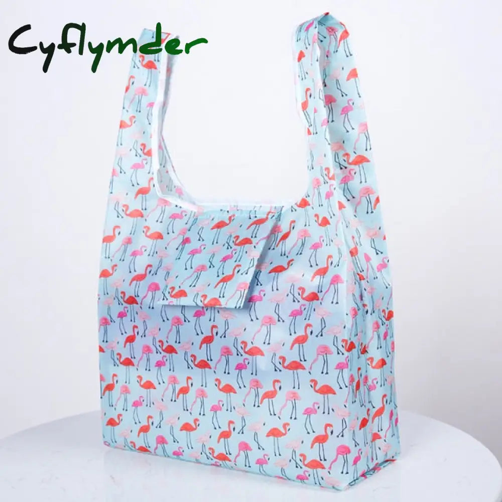 Flamingo Bag Many Colors Polyester Foldable Recycle Shopping Bag Eco Reusable Tote Cartoon Floral