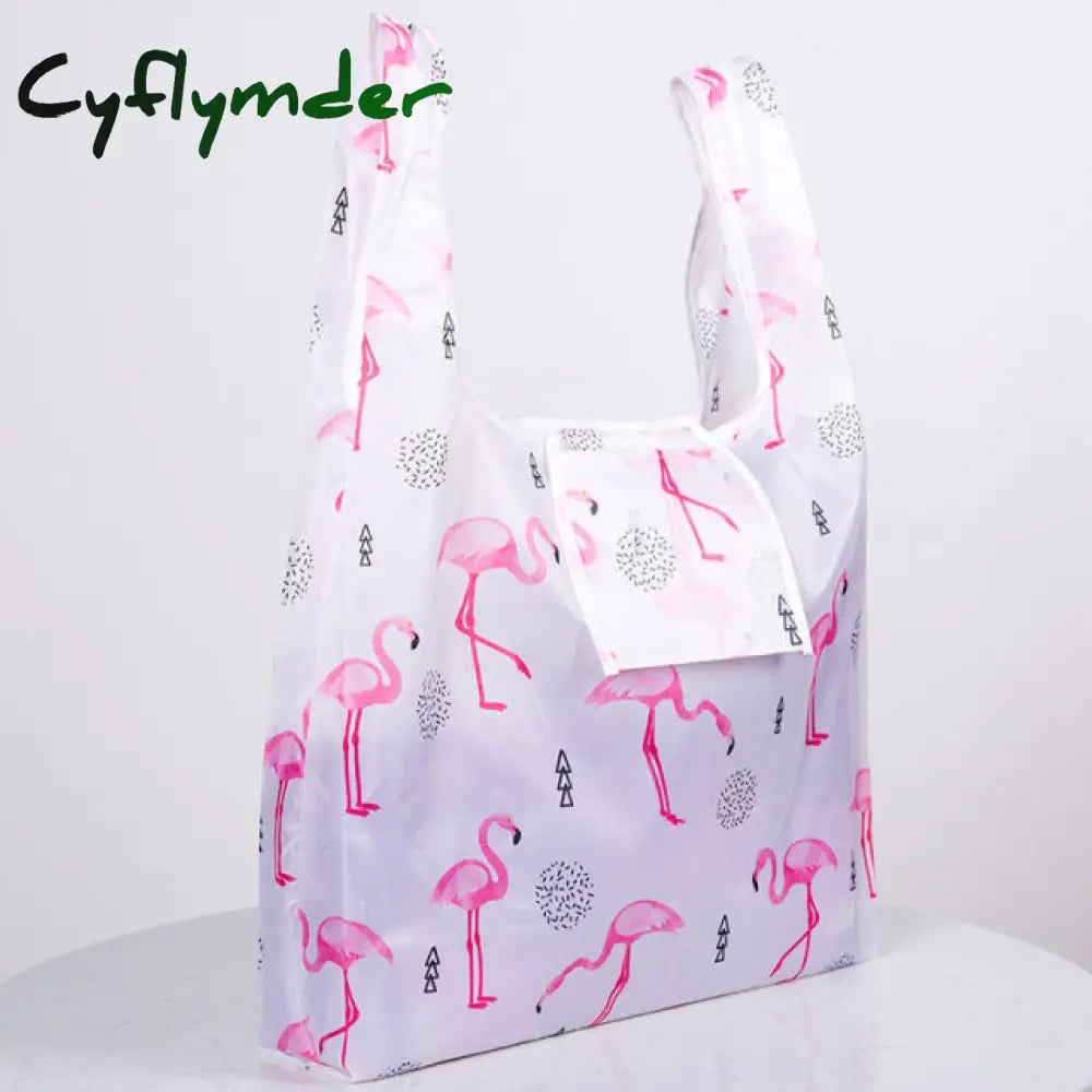 Flamingo Bag Many Colors Polyester Foldable Recycle Shopping Bag Eco Reusable Tote Cartoon Floral