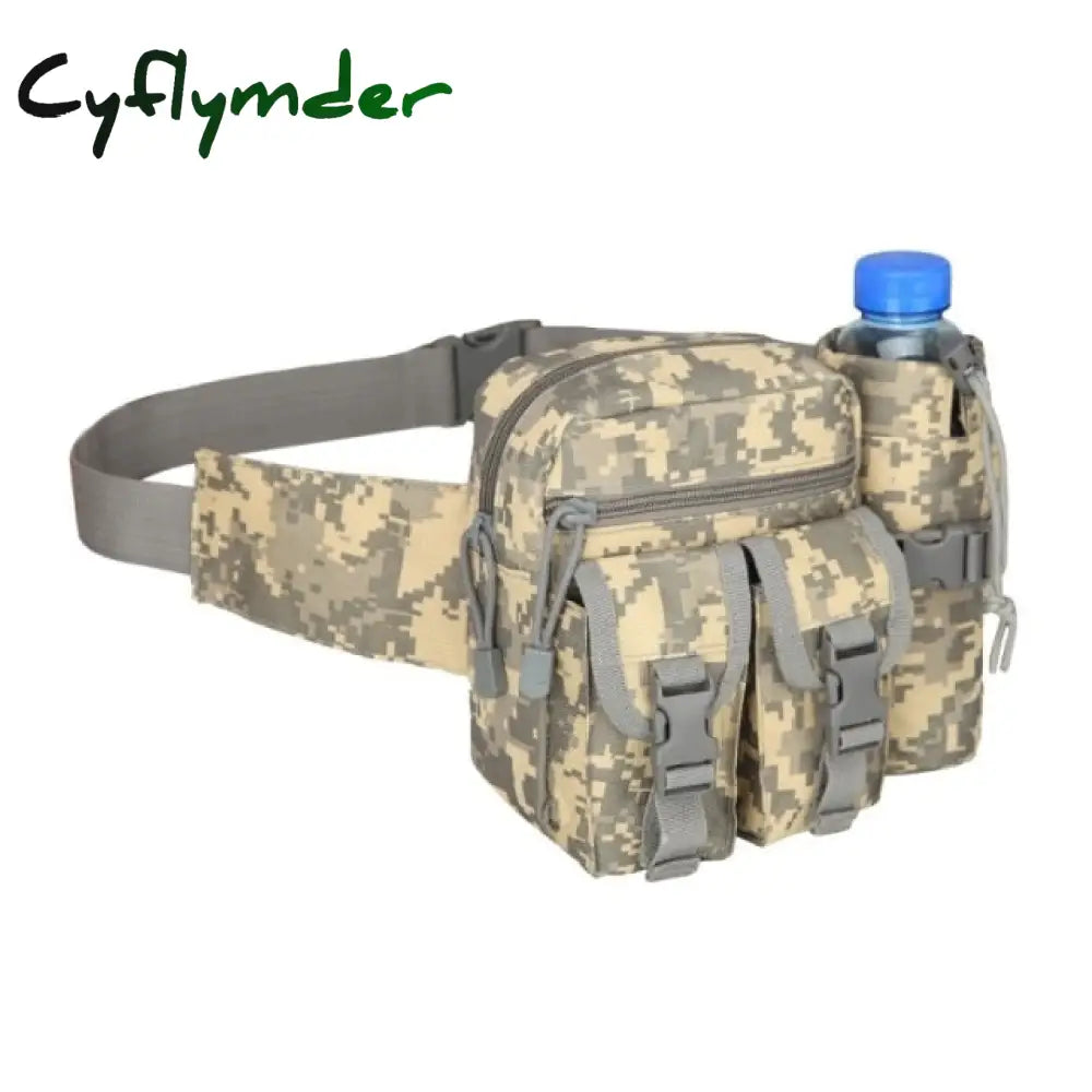 Fralu Tactical Men Waist Pack Nylon Hiking Water Bottle Phone Pouch Outdoor Sports Army Military