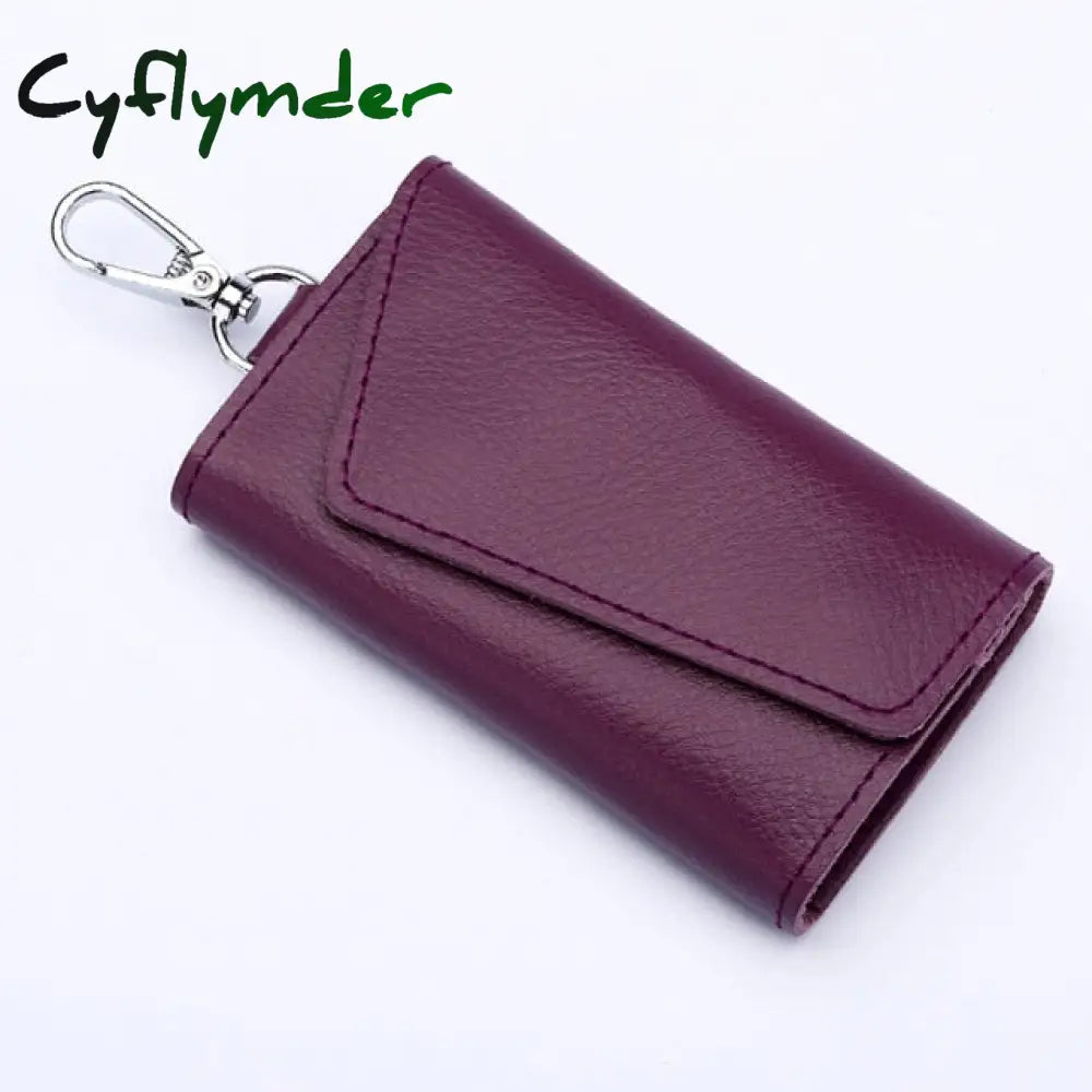 Genuine Leather Keychain Men Women Key Holder Organizer Pouch Cow Split Car Wallet Housekeeper Case