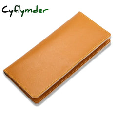 Genuine Leather Men Long Wallet Women Purse Male Slim Money Bag Female Credit Card Holder Thin Two