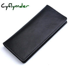 Genuine Leather Men Long Wallet Women Purse Male Slim Money Bag Female Credit Card Holder Thin Two