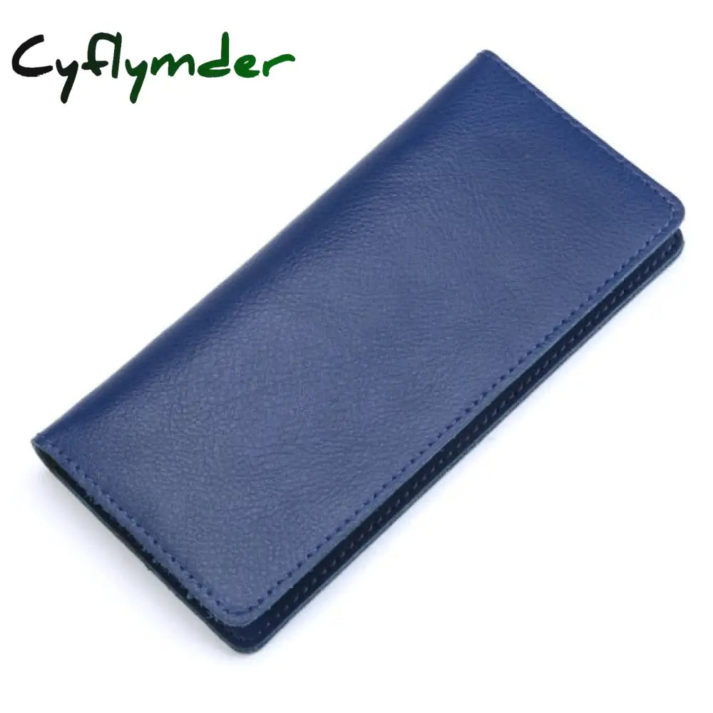 Genuine Leather Men Long Wallet Women Purse Male Slim Money Bag Female Credit Card Holder Thin Two