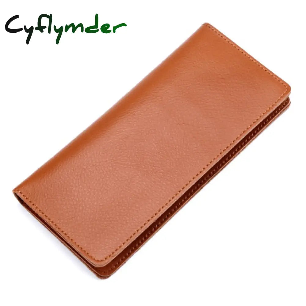 Genuine Leather Men Long Wallet Women Purse Male Slim Money Bag Female Credit Card Holder Thin Two