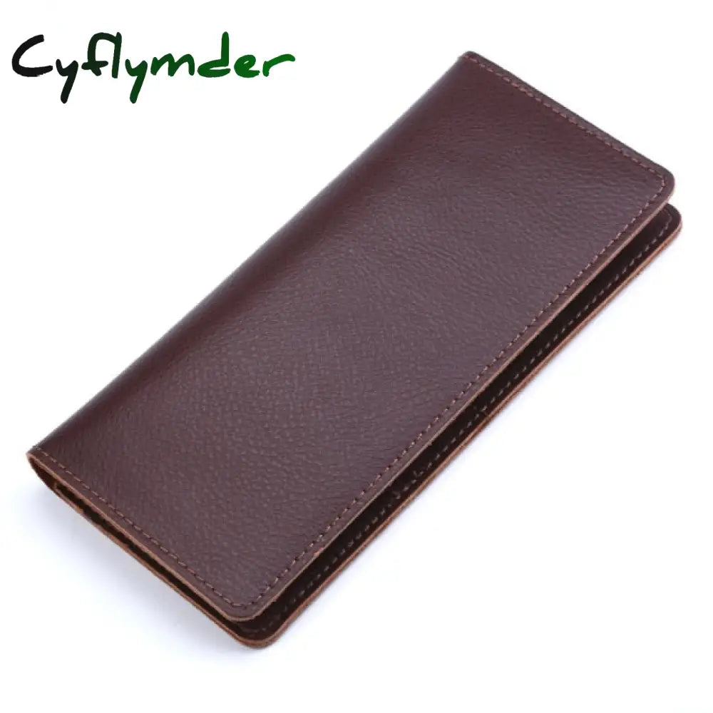 Genuine Leather Men Long Wallet Women Purse Male Slim Money Bag Female Credit Card Holder Thin Two