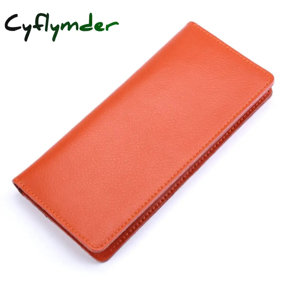 Genuine Leather Men Long Wallet Women Purse Male Slim Money Bag Female Credit Card Holder Thin Two