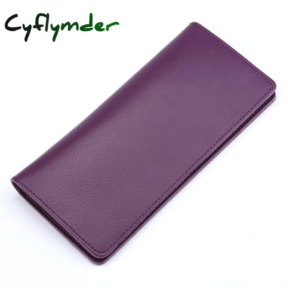 Genuine Leather Men Long Wallet Women Purse Male Slim Money Bag Female Credit Card Holder Thin Two