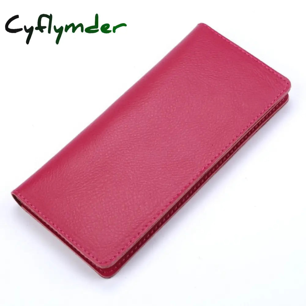 Genuine Leather Men Long Wallet Women Purse Male Slim Money Bag Female Credit Card Holder Thin Two