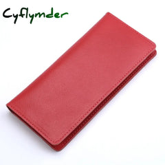 Genuine Leather Men Long Wallet Women Purse Male Slim Money Bag Female Credit Card Holder Thin Two