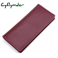 Genuine Leather Men Long Wallet Women Purse Male Slim Money Bag Female Credit Card Holder Thin Two