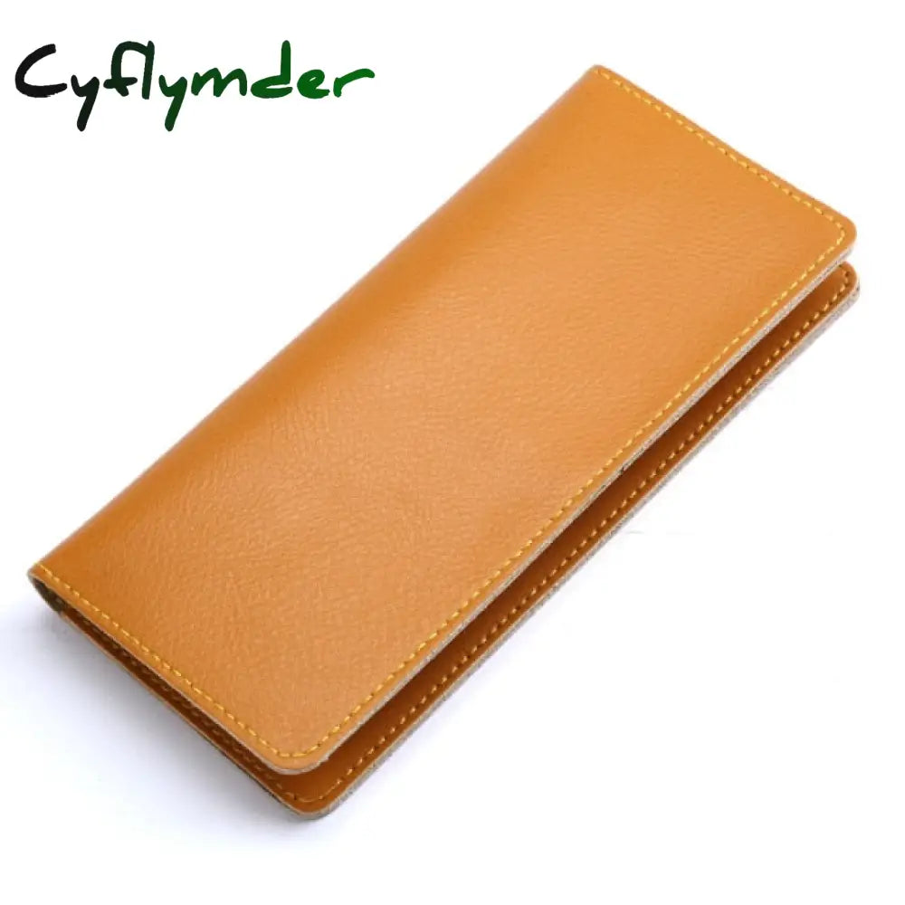 Genuine Leather Men Long Wallet Women Purse Male Slim Money Bag Female Credit Card Holder Thin Two