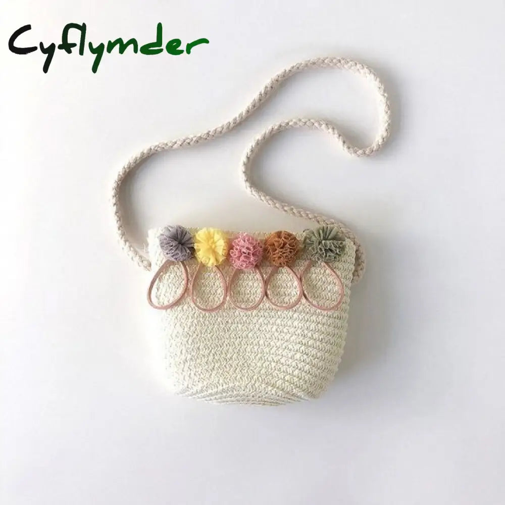 Handmade Floral Rattan Kids Crossbody Mini Shoulder Bag Summer Straw Beach Girls Casual Messenger