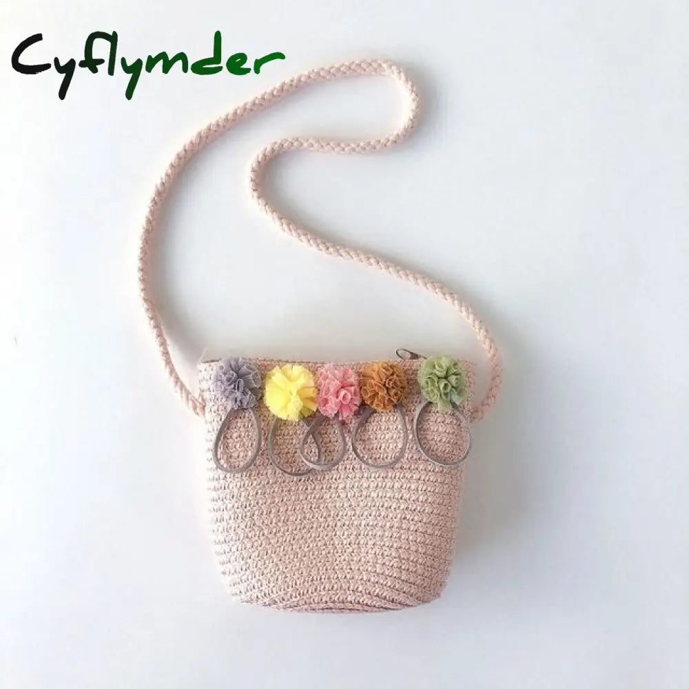 Handmade Floral Rattan Kids Crossbody Mini Shoulder Bag Summer Straw Beach Girls Casual Messenger