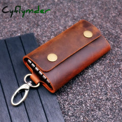 Handmade Genuine Leather Key Wallet Men Holder Keychain Pouch Purse Zipper Designer Housekeeper Car