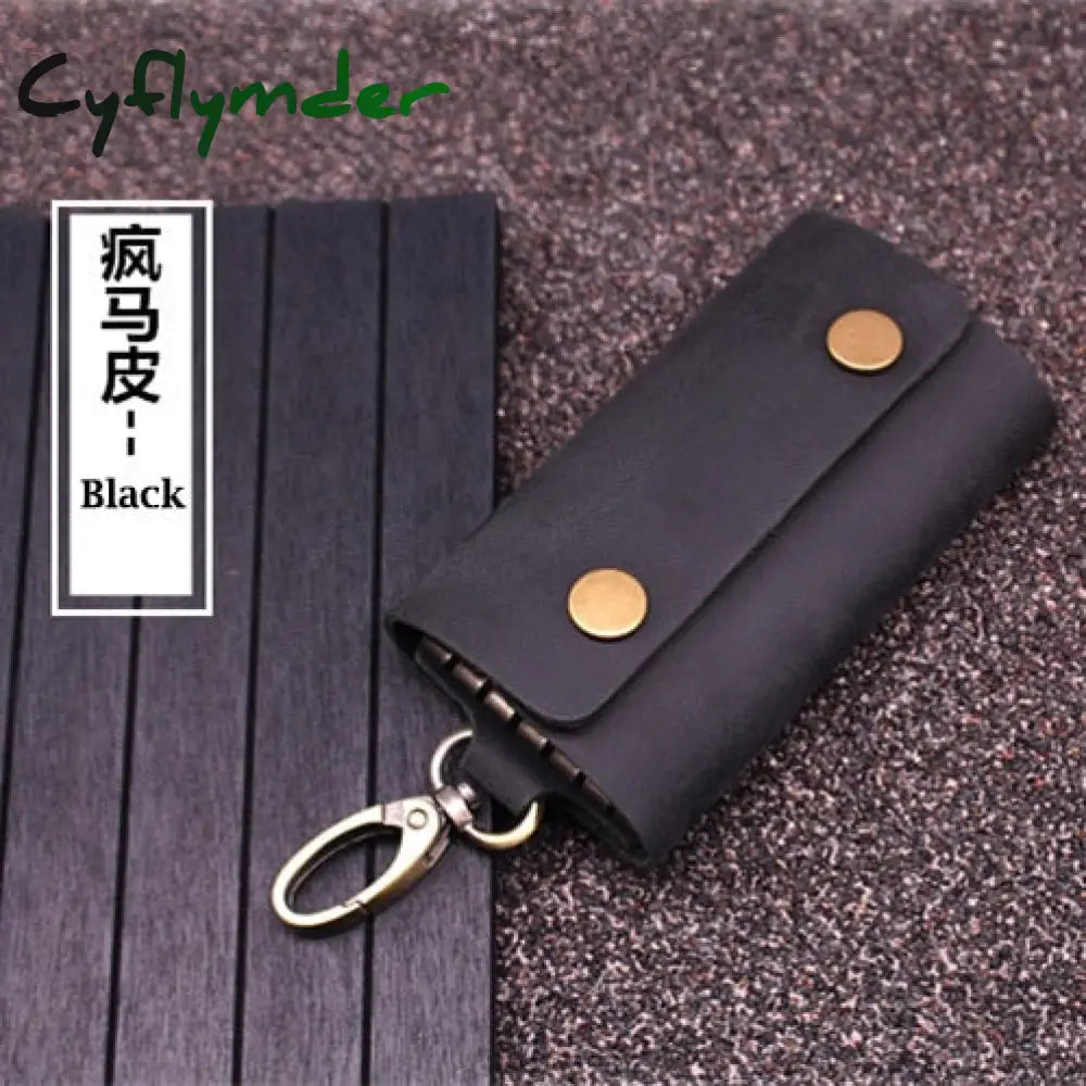 Handmade Genuine Leather Key Wallet Men Holder Keychain Pouch Purse Zipper Designer Housekeeper Car