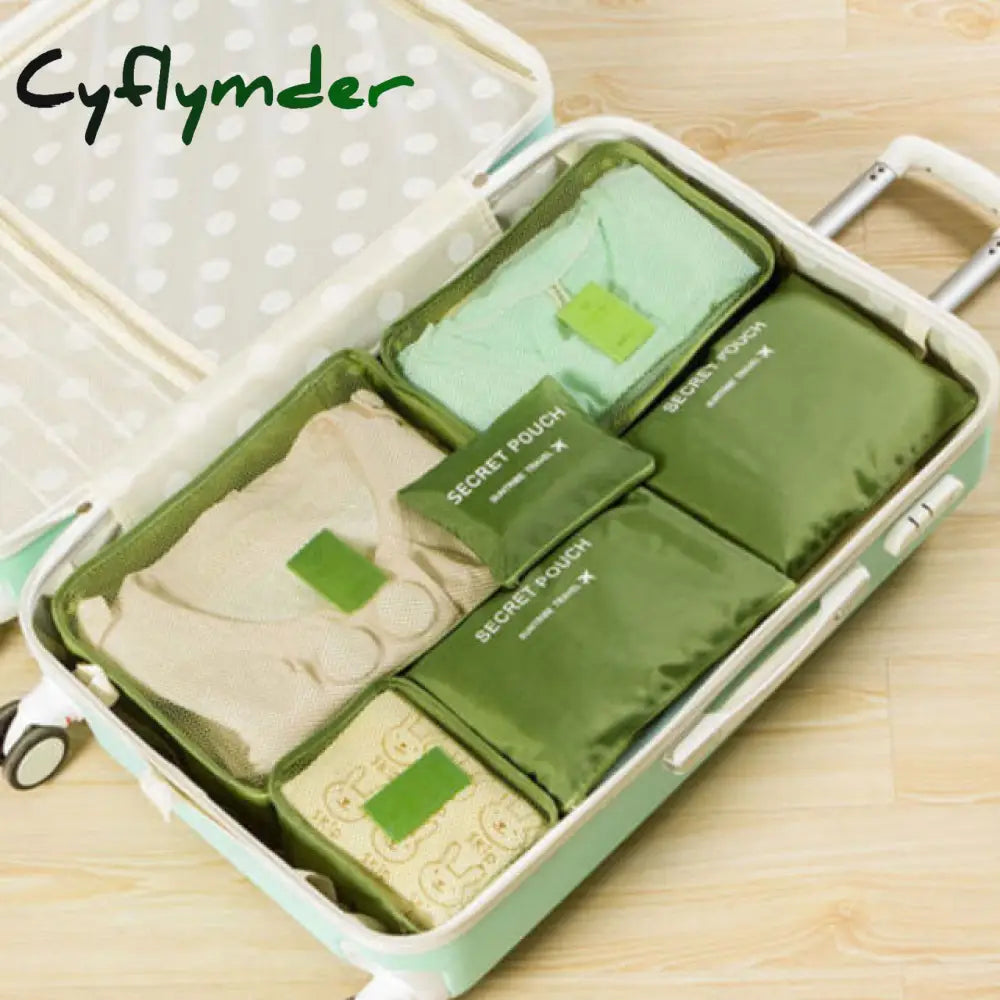 Hot Selling 6Pcs Travel Clothes Storage Waterproof Bags Portable Luggage Organizer Pouch Packing