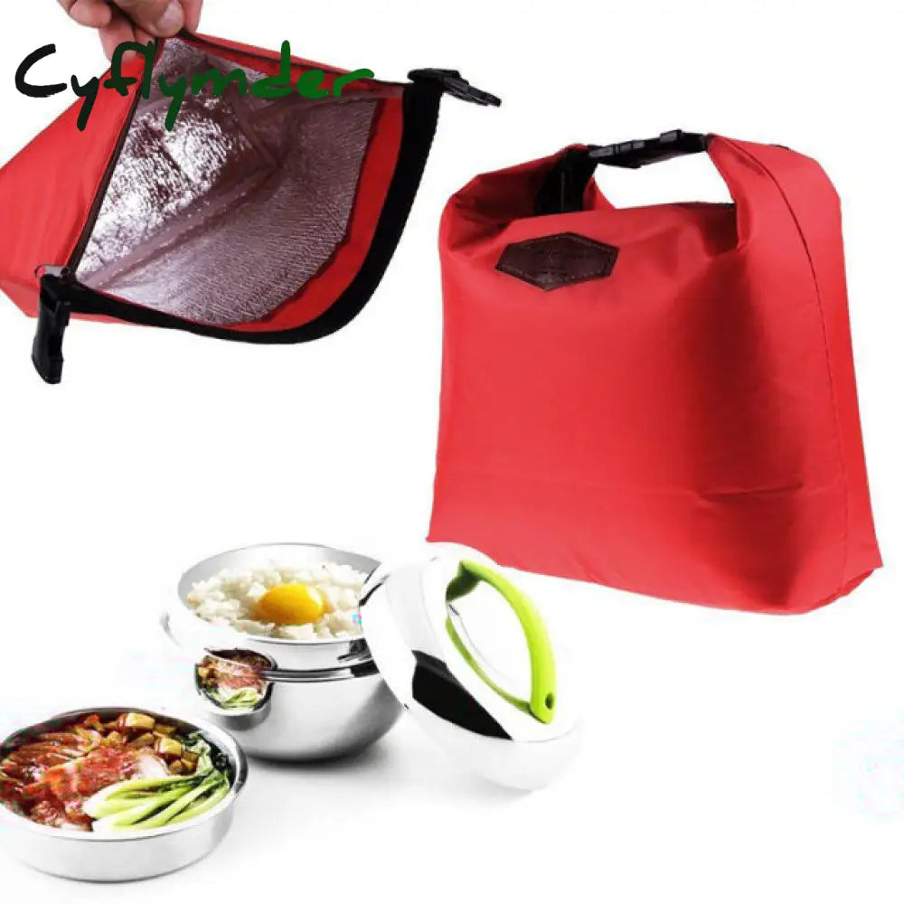 L Pcs Cooler Insulated Lunch Bags Portable Tote Storage Picnic School Office Food For Women Kids Red