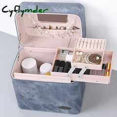 Large Capacity Makeup Bag Multi-Layer Women Cosmetic Case High Quality Pu Leather Female Make Up