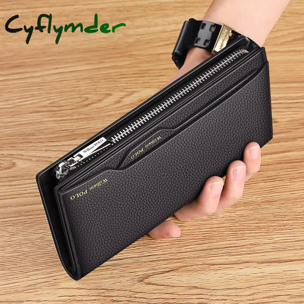 Leather Large Capacity Men’s Wallet Long Business Card Holder Fashion Noble Mobile Phone Bag